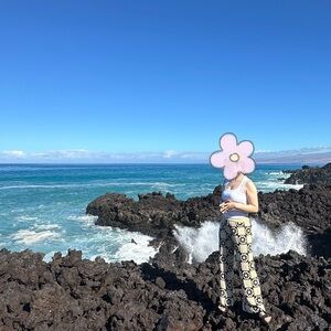 Crochet knit floral pants